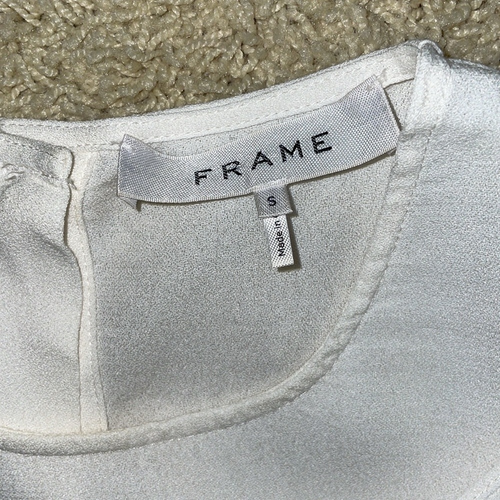 Frame Flutter Ruffled Tie Front Button Back Top I… - image 4